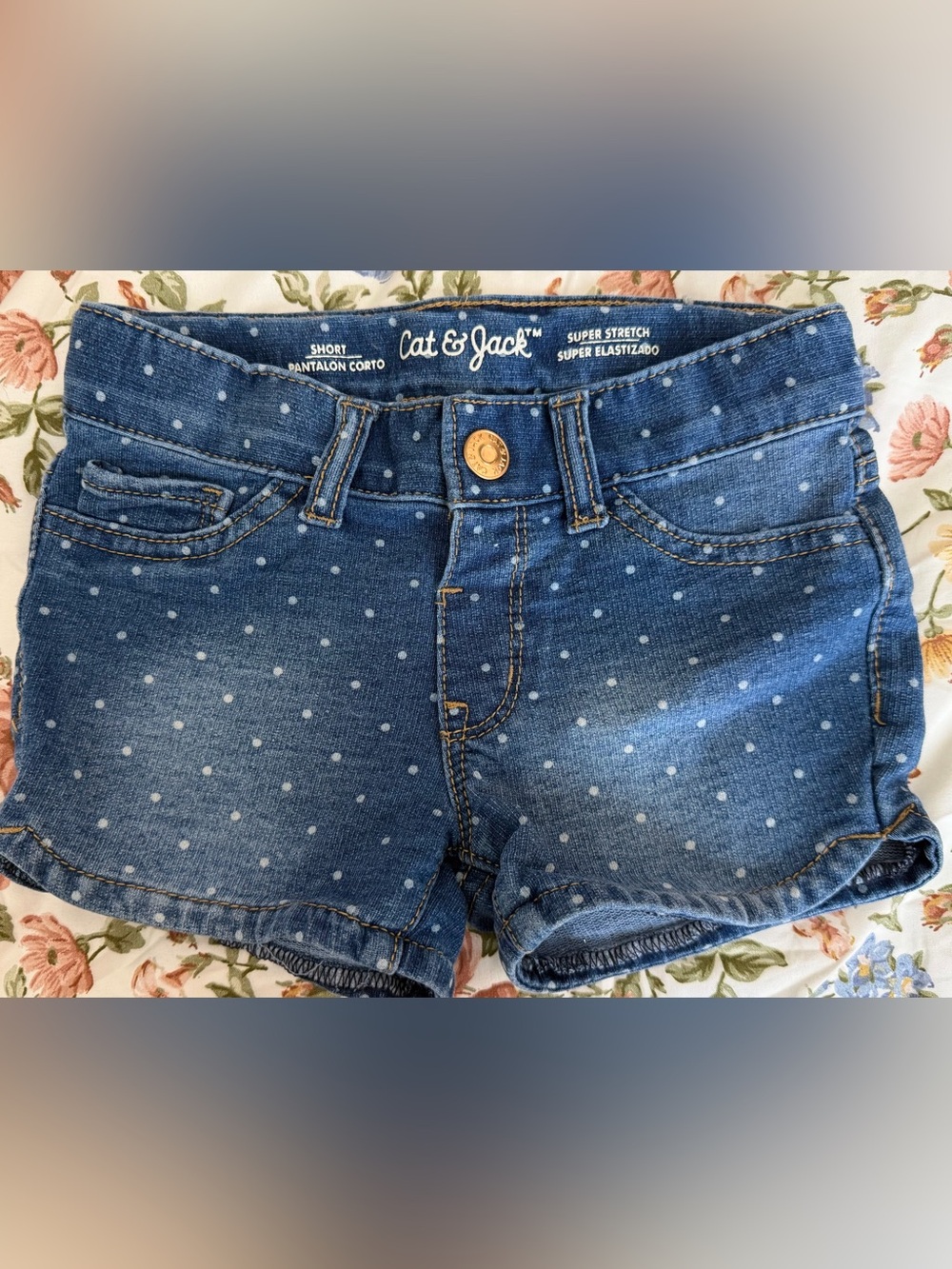 Cat & Jack Blue Polka Dot Denim Shorts for Girls